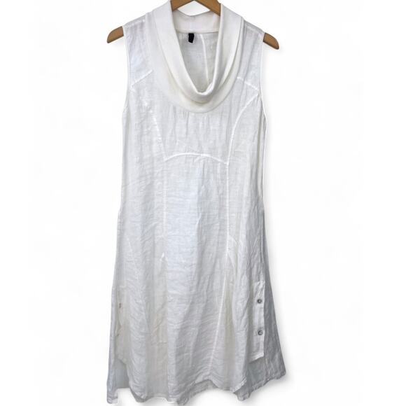 Inizio Dresses & Skirts - Inizio Italy L Sleeveless Tunic Dress Top Pure 100% Linen Cowl Neck Knee Length